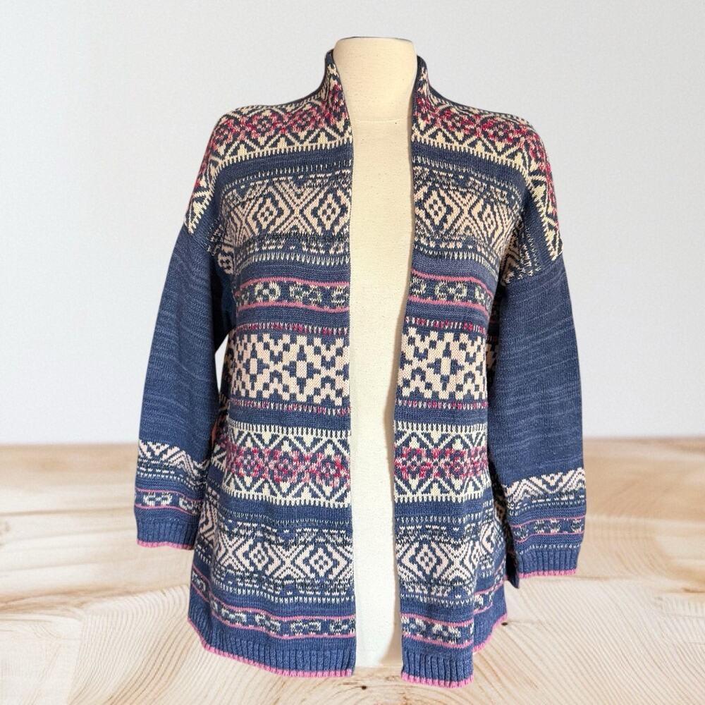 Chaps by Ralph Lauren Tribal Blanket Cardigan‎ Sweater Sz L Womens Cotton Blend